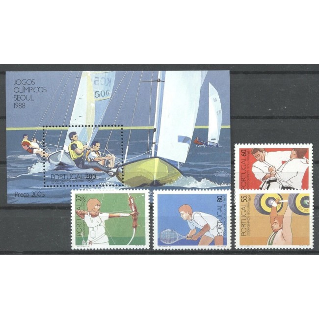 Portugalia 1988 - Jocurile Olimpice, sport, serie si colita neuzata