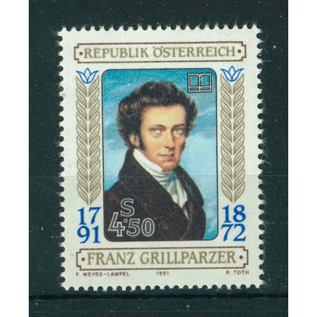 Austria 1991 - Franz Grillparzer, personalitati, neuzat