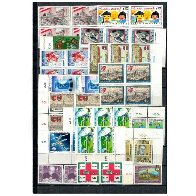 Austria - Lot timbre neuzate, anii 1990, cu dubluri