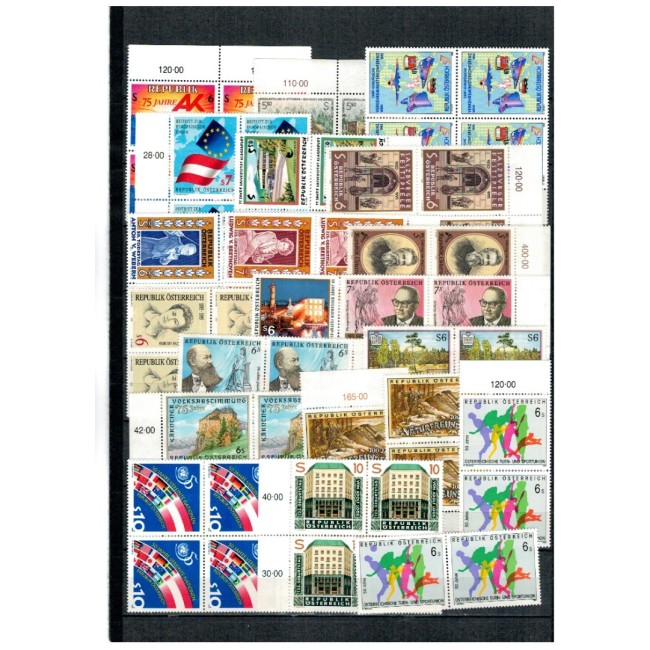 Austria - Lot timbre neuzate, anii 1990, cu dubluri