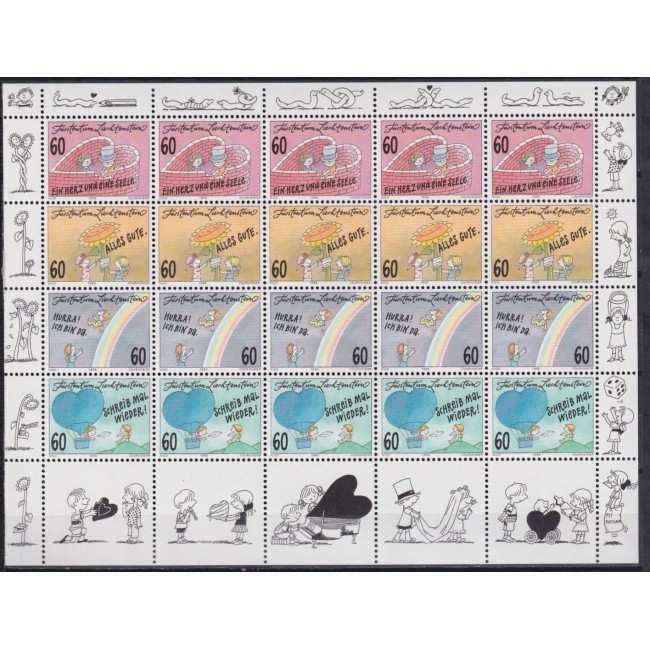Liechtenstein 1995 - Greeting stamps, arta, minicoala neuzata