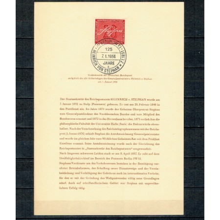 Bundes 1956 - Heinrich von Stephan, ETB cu stampila prima zi Berlin, cota 300EUR