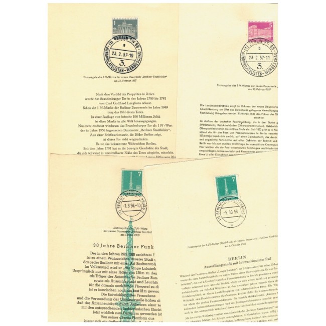 Berlin 1956 - Uzuale, vederi din Berlin, set ETB cu stampile prima zi Berlin, cota peste 300EUR