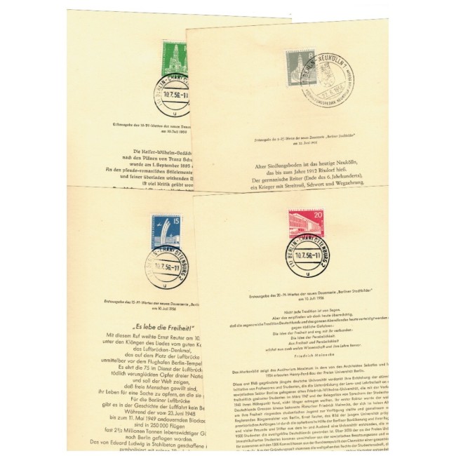 Berlin 1956 - Uzuale, vederi din Berlin, set ETB cu stampile prima zi Berlin, cota peste 300EUR