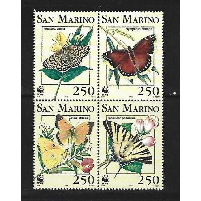 San Marino 1993 - Fauna WWF, fluturi, serie neuzata