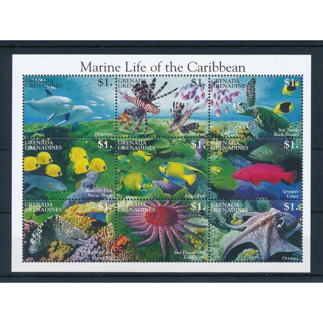 Grenada Grenadines 1995 - Fauna marina, animale, minicoala neuzata