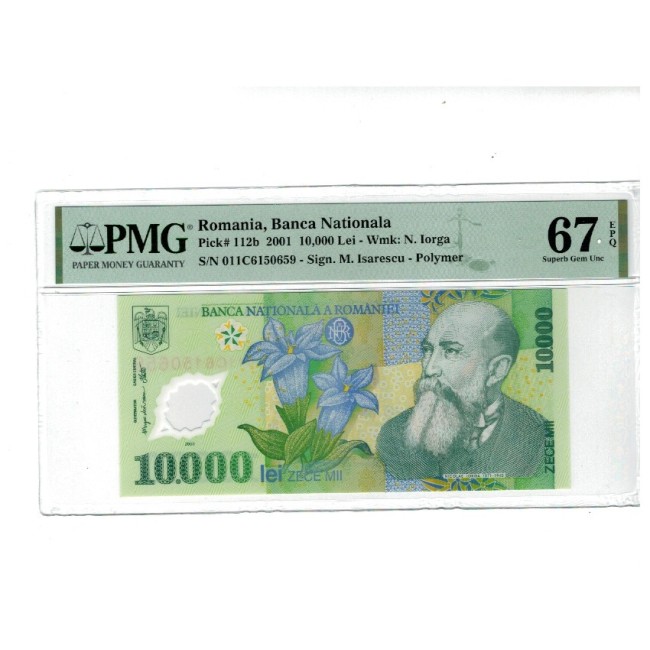 Romania 2001 - 10000 lei, gradat PMG 67 EPQ