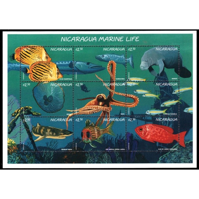 Nicaragua 1996 - Fauna marina, pești, minicoala neuzata