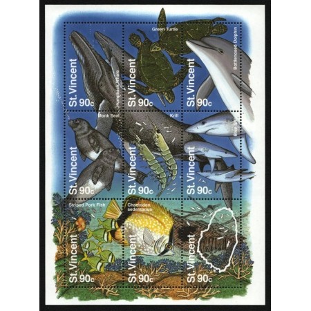 St. Vincent 1995 - Fauna marina, animale, minicoala neuzata