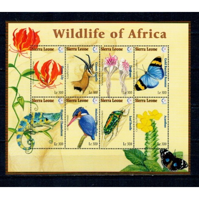 Sierra Leone 1995 - Fauna din Africa, minicoala neuzata