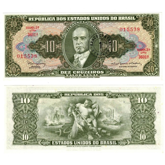Brazilia 1969 - 1 centavo supratipar pe 10 cruzeiros UNC