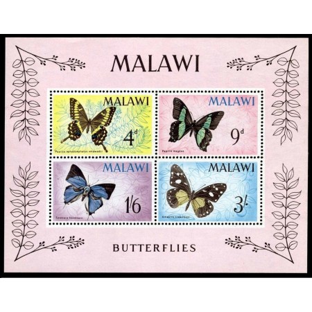 Malawi 1966 - Fluturi, fauna, bloc neuzat