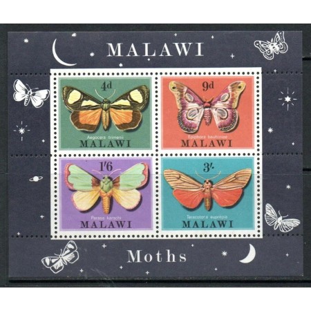 Malawi 1970 - Fluturi, molii, bloc neuzat