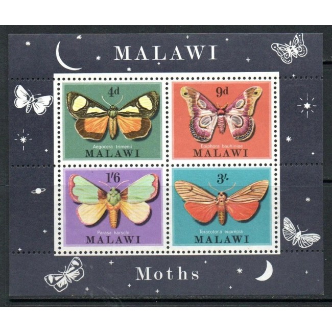 Malawi 1970 - Fluturi, molii, bloc neuzat