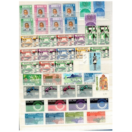 Malawi - Colecție timbre neuzate in clasor, cu dubluri