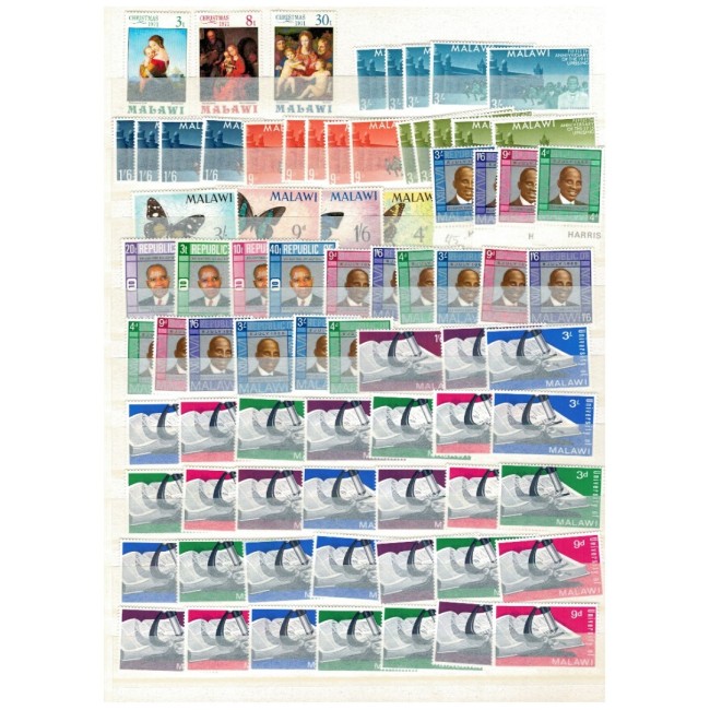 Malawi - Colecție timbre neuzate in clasor, cu dubluri