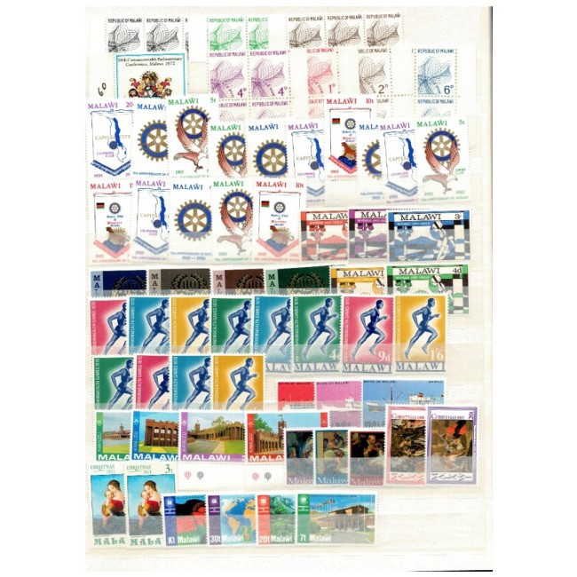 Malawi - Colecție timbre neuzate in clasor, cu dubluri