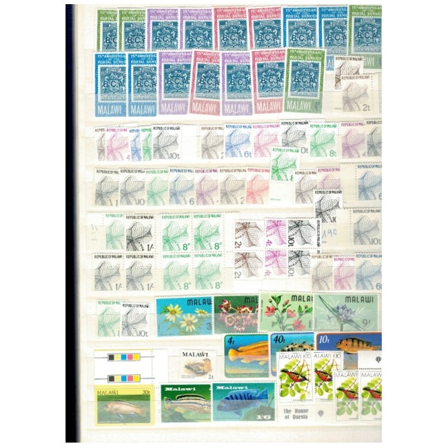 Malawi - Colecție timbre neuzate in clasor, cu dubluri