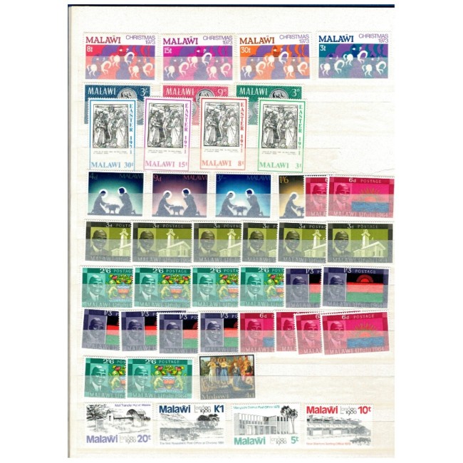 Malawi - Colecție timbre neuzate in clasor, cu dubluri