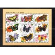 Tanzania 1994 - Fluturi, fauna, minicoala neuzata