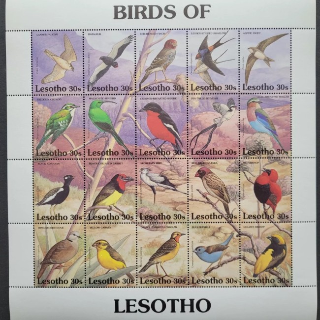 Lesotho 1992 - Păsări, fauna, minicoala neuzata