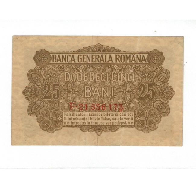 Romania 1917 - 25 bani, ocupatia germana, circulata