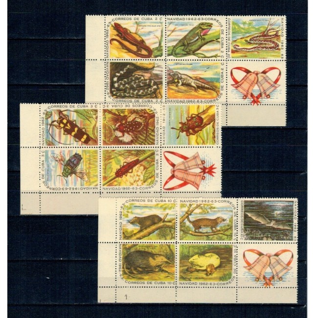 Cuba 1962 - Crăciun, fauna, animale, insecte, serie neuzata cu viniete