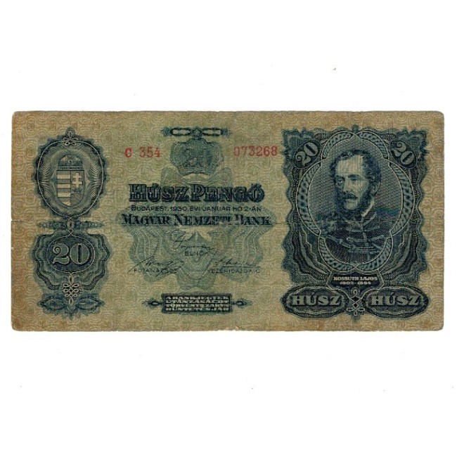 Ungaria 1930 - 20 pengo, circulata