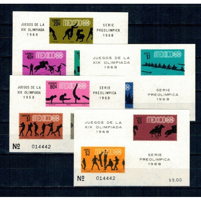 Mexic 1968 - Jocurile Olimpice, sport, set colite neuzate
