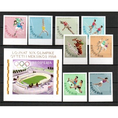 Albania 1968 - Jocurile Olimpice, sport, serie si colita nedantelata neuzata