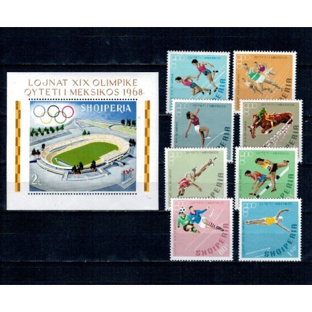 Albania 1968 - Jocurile Olimpice, sport, serie si colita dantelata neuzata