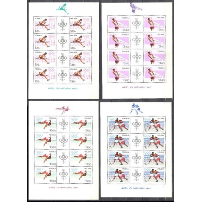 Polonia 1967 - Jocurile Olimpice, sport, serie minicoli neuzate