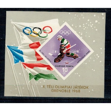 Ungaria 1967 - Jocurile Olimpice Grenoble, colita nedantelata neuzata