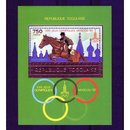 Togo 1980 - Jocurile Olimpice, călărie, gold foil, colita neuzata