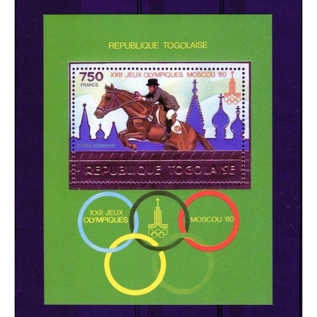 Togo 1980 - Jocurile Olimpice, călărie, gold foil, colita neuzata