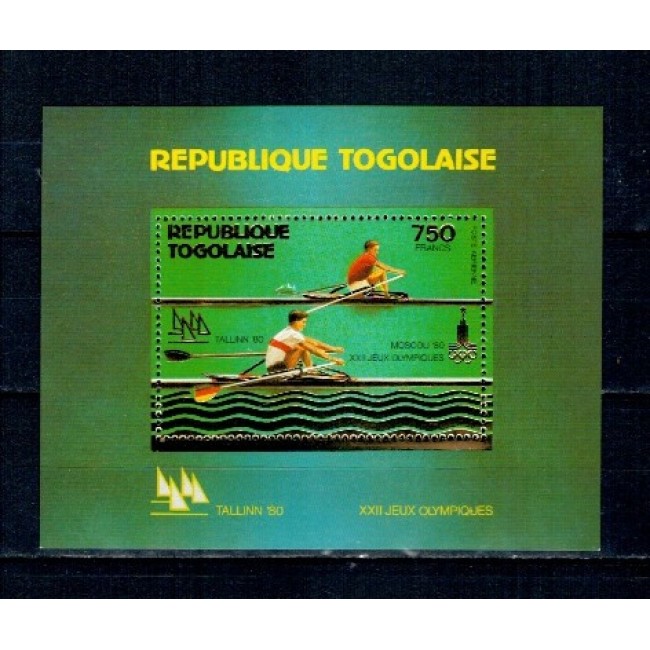 Togo 1980 - Jocurile Olimpice, canotaj, gold foil, colita neuzata