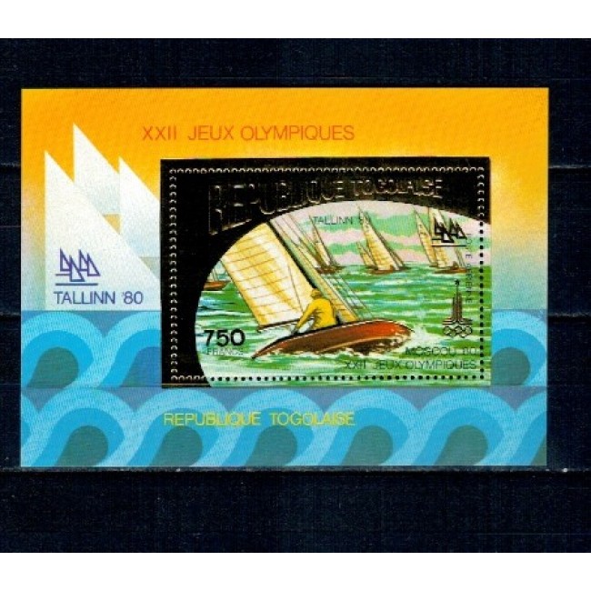 Togo 1980 - Jocurile Olimpice, iahting, gold foil, colita neuzata