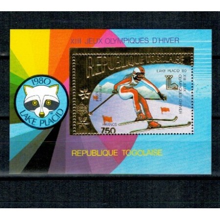 Togo 1980 - Jocurile Olimpice de iarna, schi, colita folio gold, neuzata