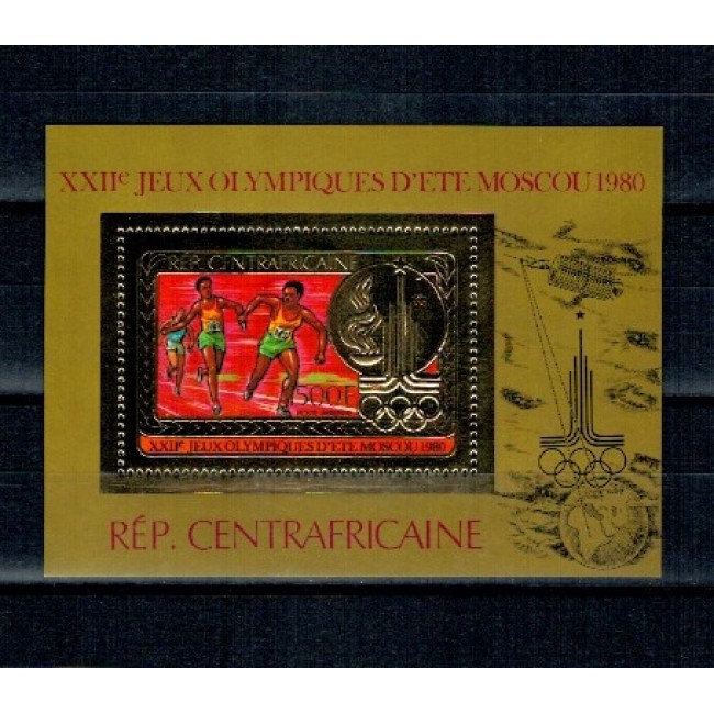 Centrafricaine Republic 1980 - Jocurile Olimpice, atletism, folio gold, colita neuzata