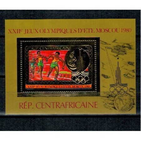 Centrafricaine Republic 1980 - Jocurile Olimpice, atletism, folio gold, supratipar medaliati, colita neuzata