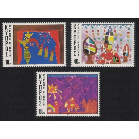 Cipru 1977 - Crăciun, picturi de copii, serie neuzata