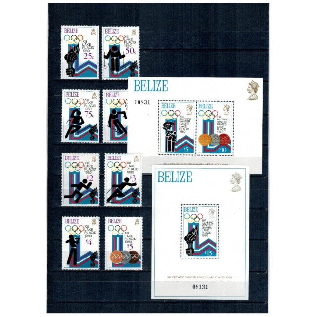 Belize 1979 - Jocurile Olimpice Lake Placid, serie si colite neuzate