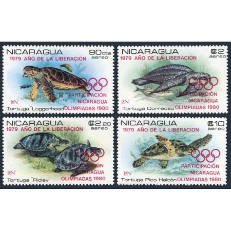Nicaragua 1980 - Fauna, broaște țestoase, supratipar Jocurile Olimpice, serie neuzata