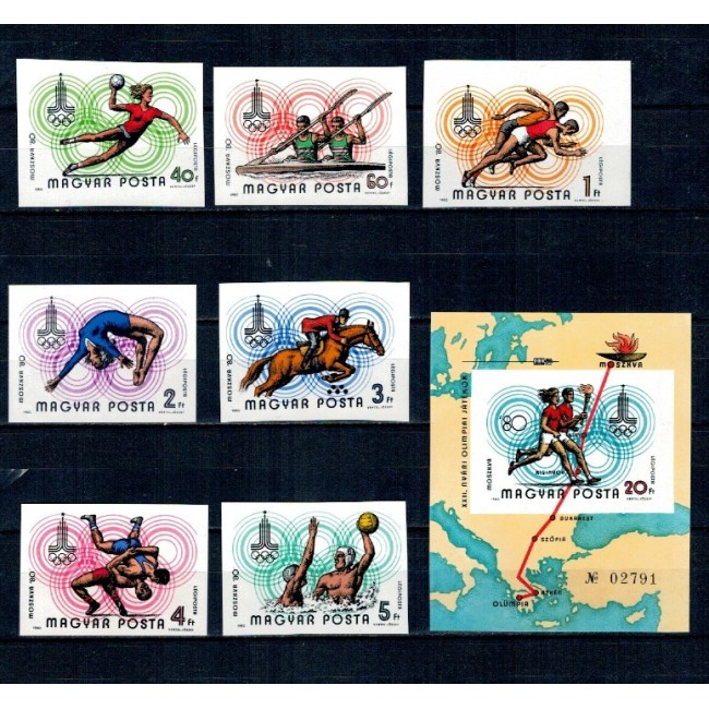 Ungaria 1980 - Jocurile Olimpice Moscova, serie si colita nedantelata neuzata