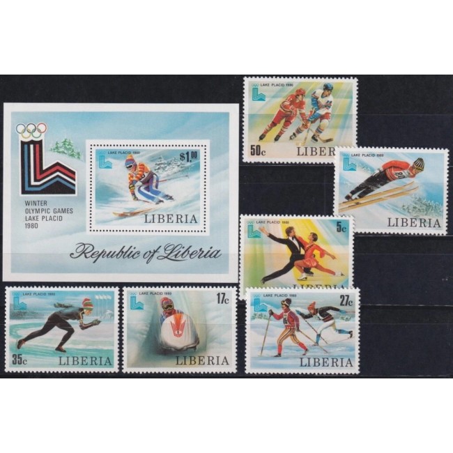 Liberia 1980 - Jocurile Olimpice Lake Placid, sport, serie si colita neuzata