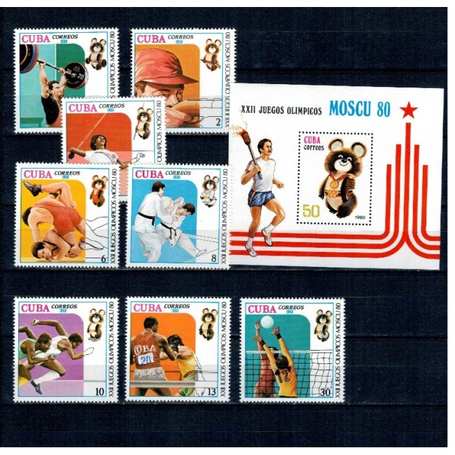 Cuba 1980 - Jocurile Olimpice, sport, serie si colita neuzata
