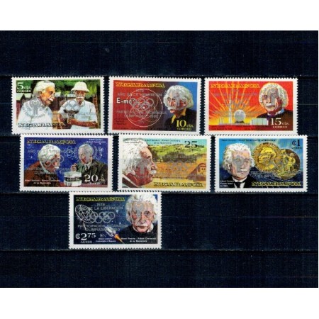 Nicaragua 1980 - Jocurile Olimpice, UNICEF, supratipar argintiu pe Einstein, personalitati, serie neuzata