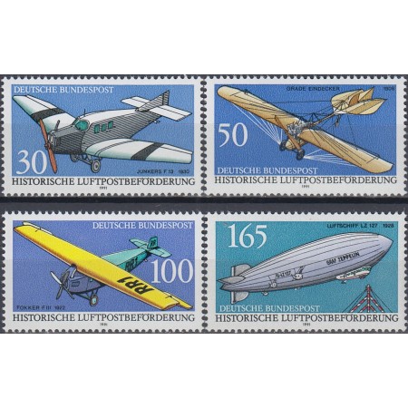 Germania 1991 - Posta Aeriana in trecut, avioane, Zeppelin, serie neuzata