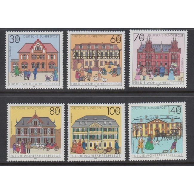 Germania 1991 - Oficii Poștale, clădiri, arhitectura, serie neuzata