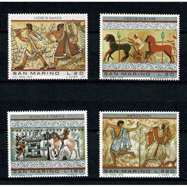 San Marino 1975 - Arta etrusca, picturi, serie neuzata